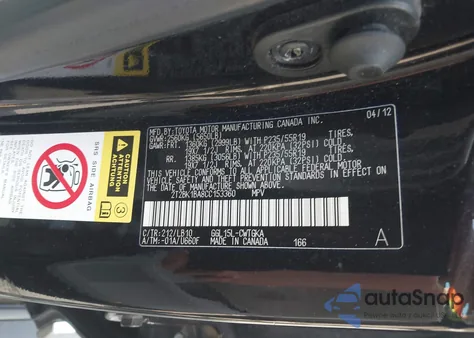 2012 Lexus Rx 350 from USA, damaged, VIN 2T2BK1BA8CC153360